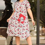 Women's Oversize Floral Pattern Midi Dress